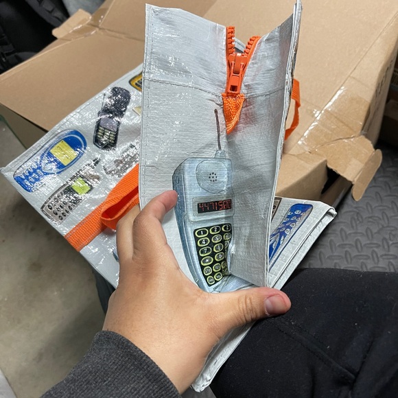 Blue Q Colorful Retro Phones Tote Bag - Picture 4 of 5